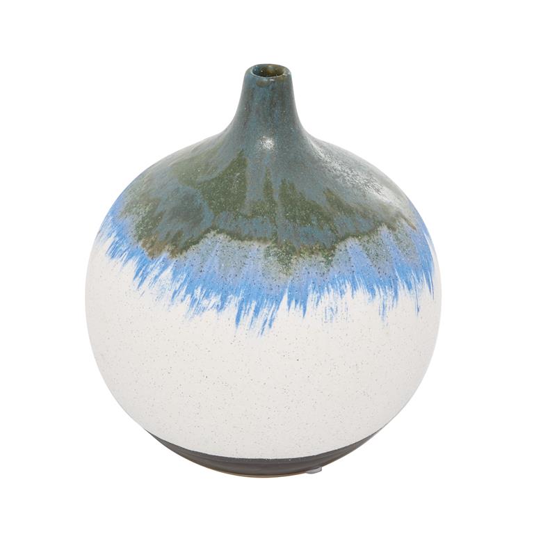 Design Shop  10 inch White Ceramic Handmade Vase w/ Dripping Effect