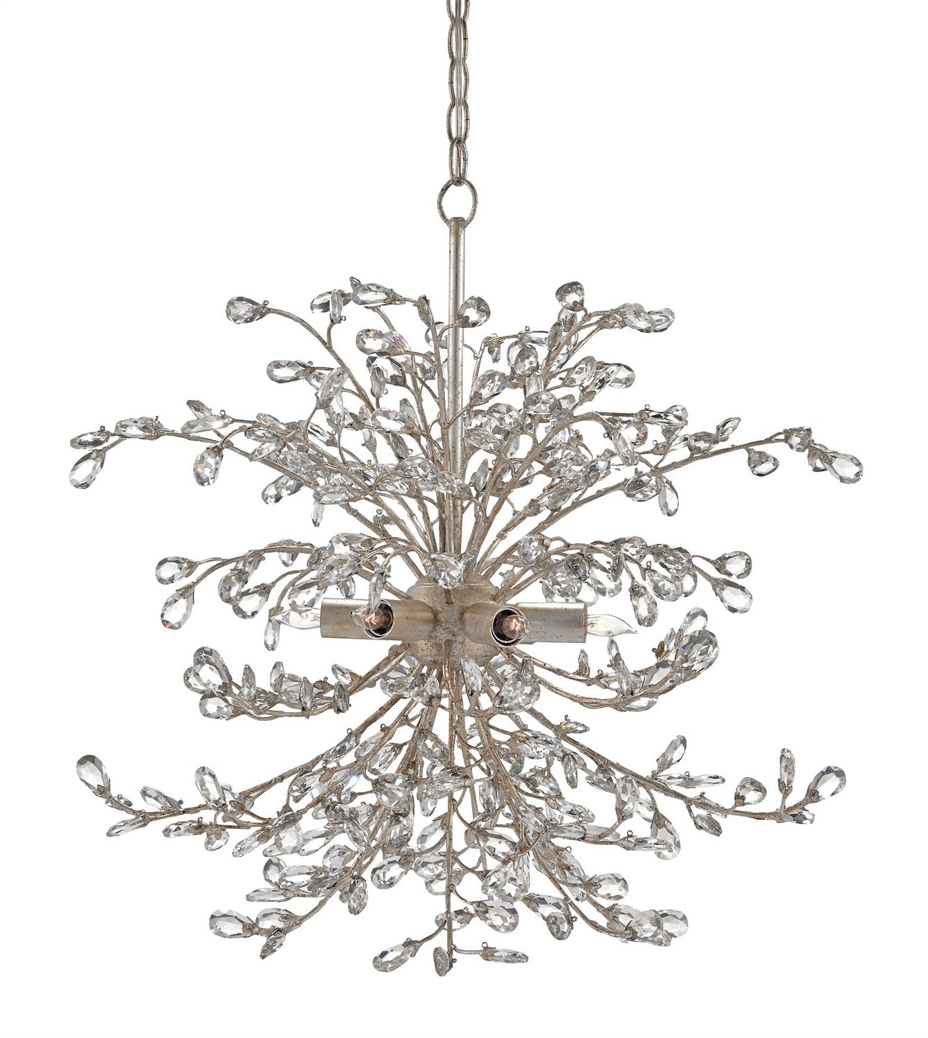 Currey and Company Six Light Chandelier in Silver Granello finish