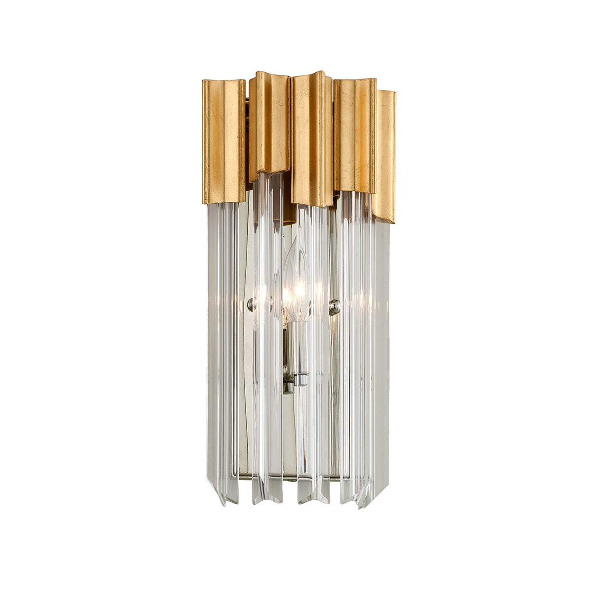 Corbett Lighting One Light Wall Sconce from the Charisma collection in Gold Leaf W Polished Stainless finish
