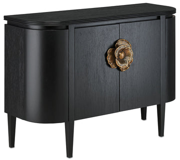 Currey and Company Demi-Lune from the Briallen Collection collection in Caviar Black/Antique Brass finish