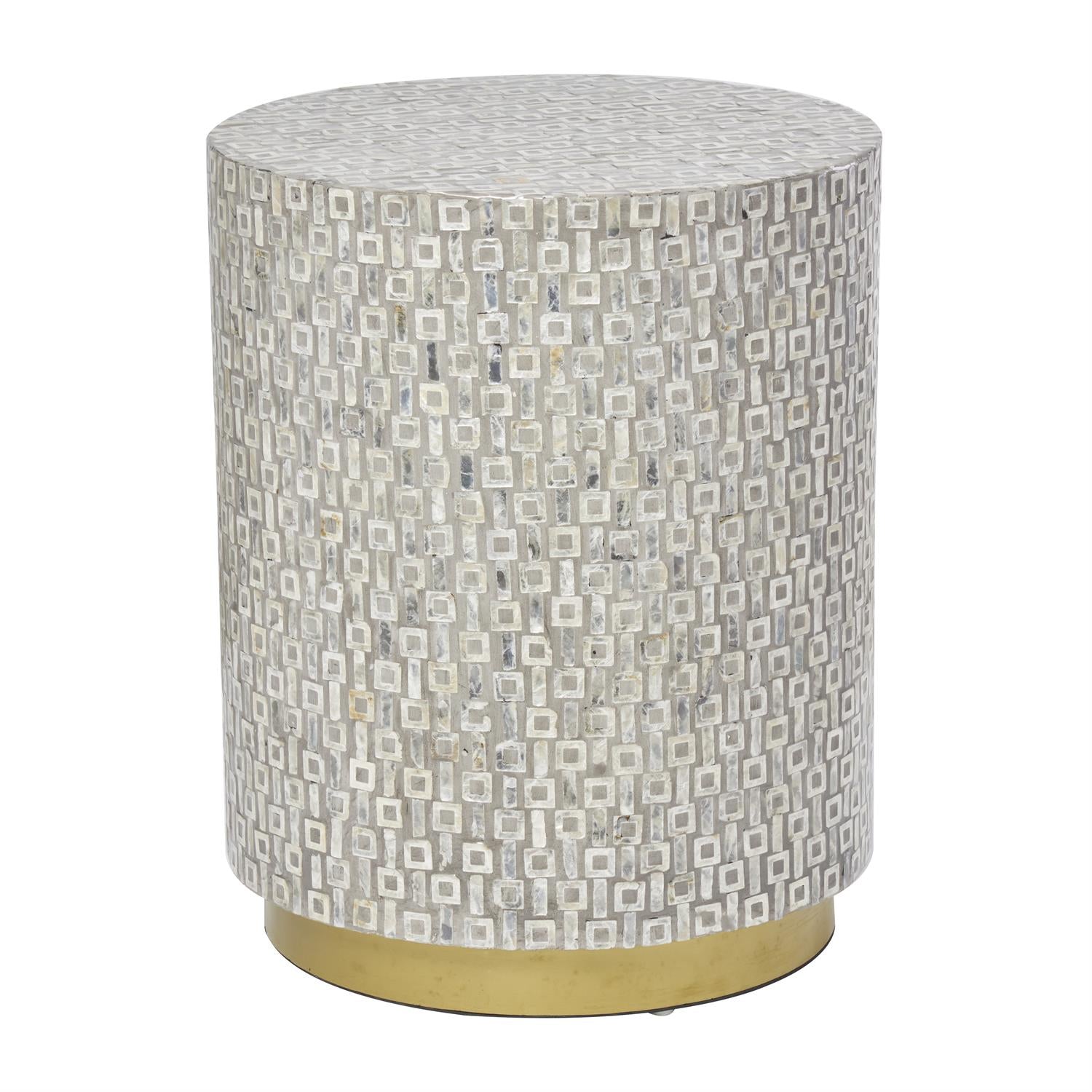 Design Shop  Gray Mother of Pearl Accent Table w/ Gold Base