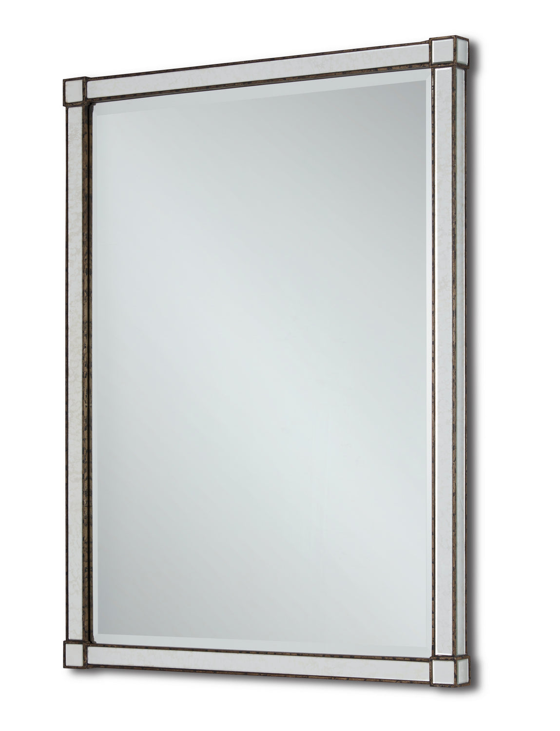 Currey and Company Mirror from the Monarch Collection collection in Painted Silver Viejo/Light Antique Mirror finish