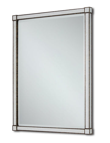 Currey and Company Mirror from the Monarch Collection collection in Painted Silver Viejo/Light Antique Mirror finish