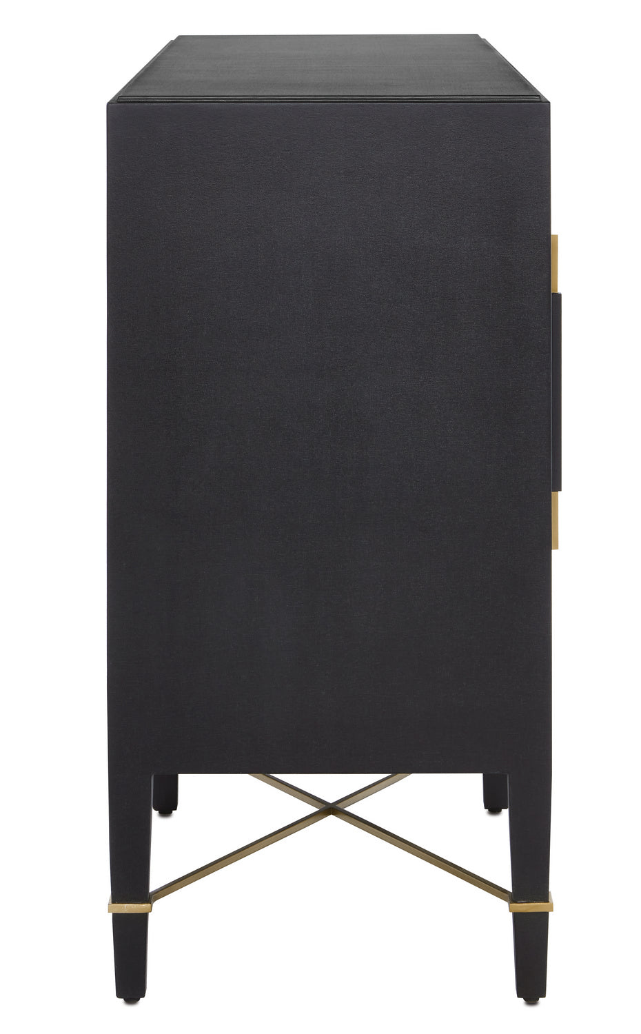 Currey and Company Sideboard from the Verona Collection collection in Black Lacquered Linen/Champagne finish