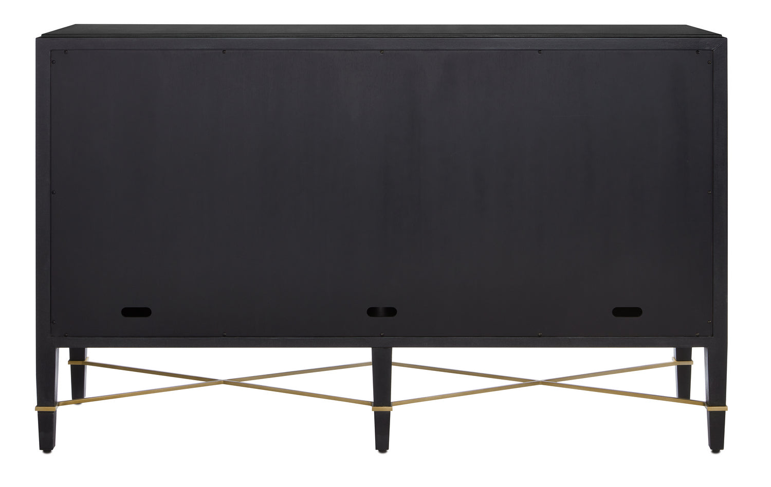 Currey and Company Sideboard from the Verona Collection collection in Black Lacquered Linen/Champagne finish