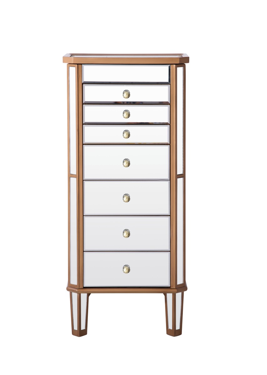 Elegant Lighting Jewelry Armoire from the Contempo collection in Hand Rubbed Antique Gold finish