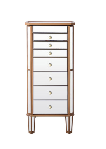 Elegant Lighting Jewelry Armoire from the Contempo collection in Hand Rubbed Antique Gold finish