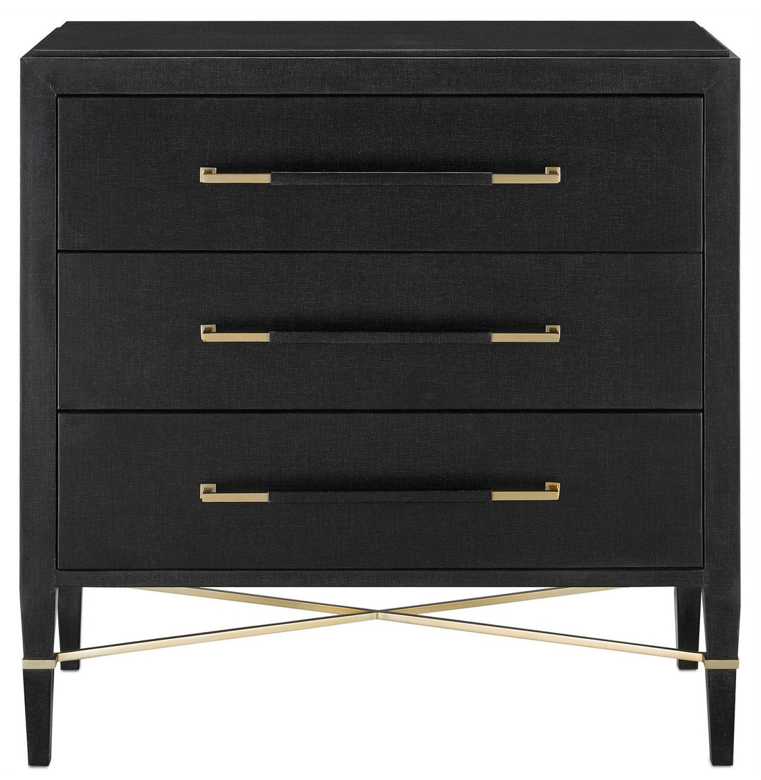 Currey and Company Chest from the Verona Collection collection in Black Lacquered Linen/Champagne finish
