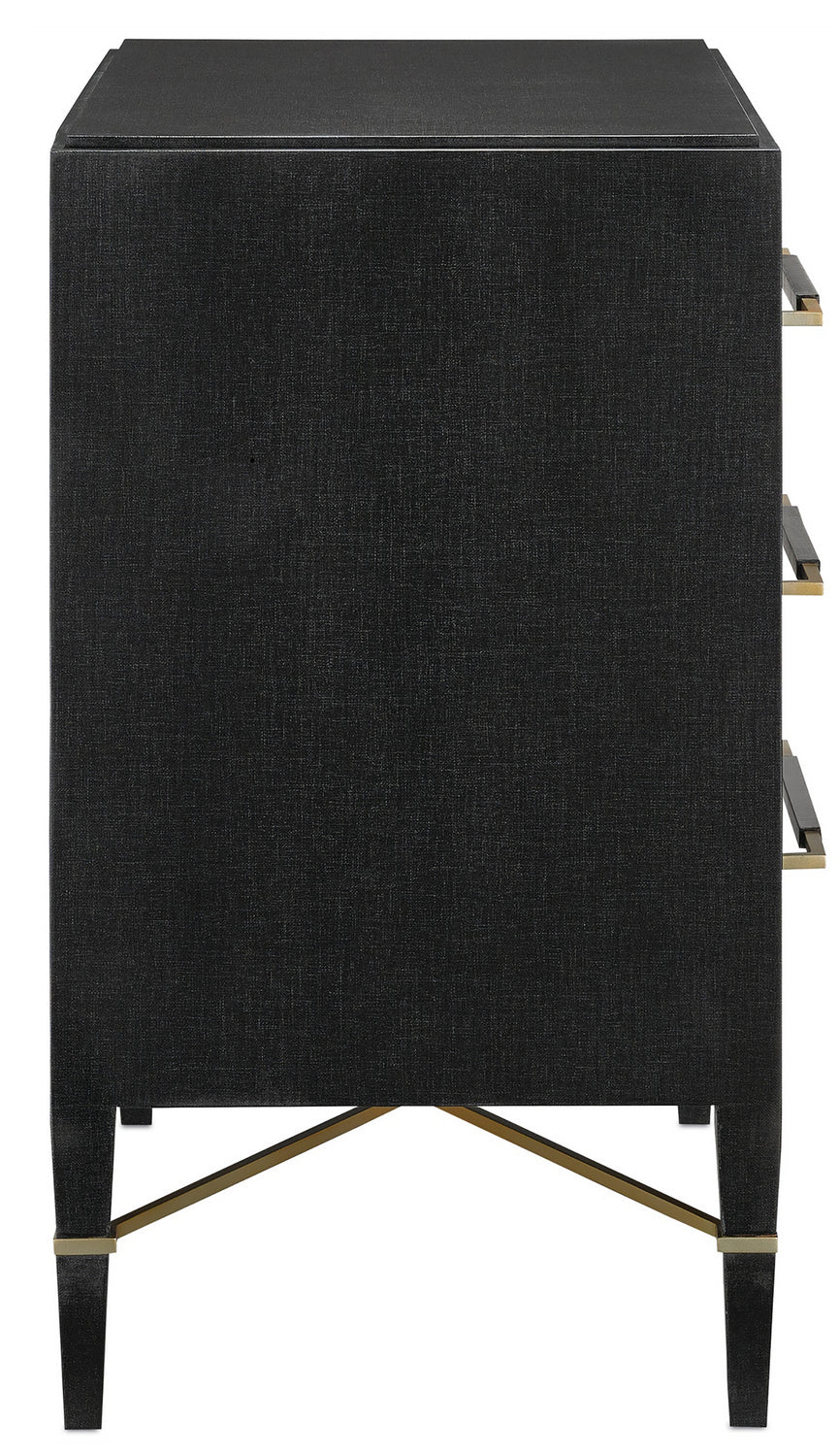 Currey and Company Chest from the Verona Collection collection in Black Lacquered Linen/Champagne finish