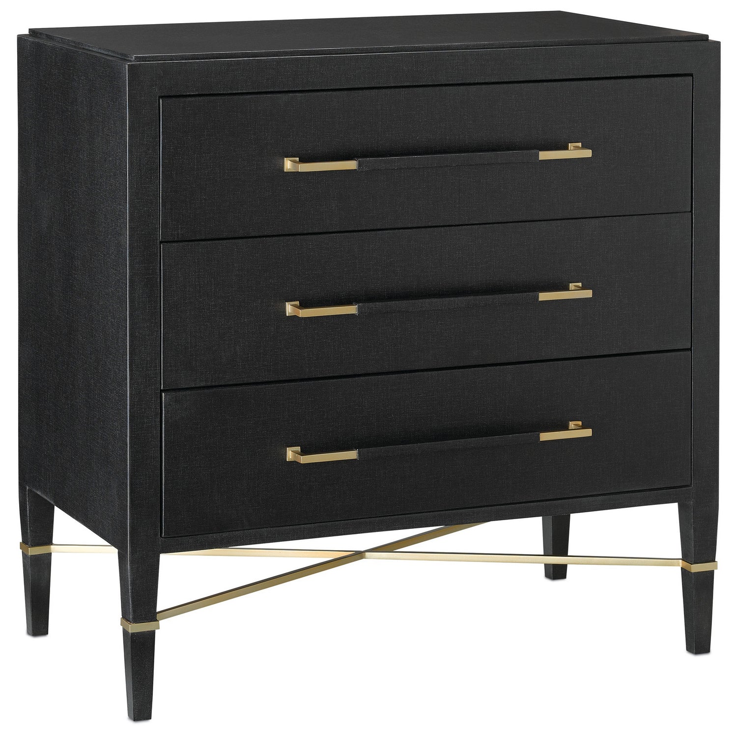 Currey and Company Chest from the Verona Collection collection in Black Lacquered Linen/Champagne finish