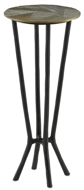 Currey and Company Drinks Table in Black/Antique Gold finish