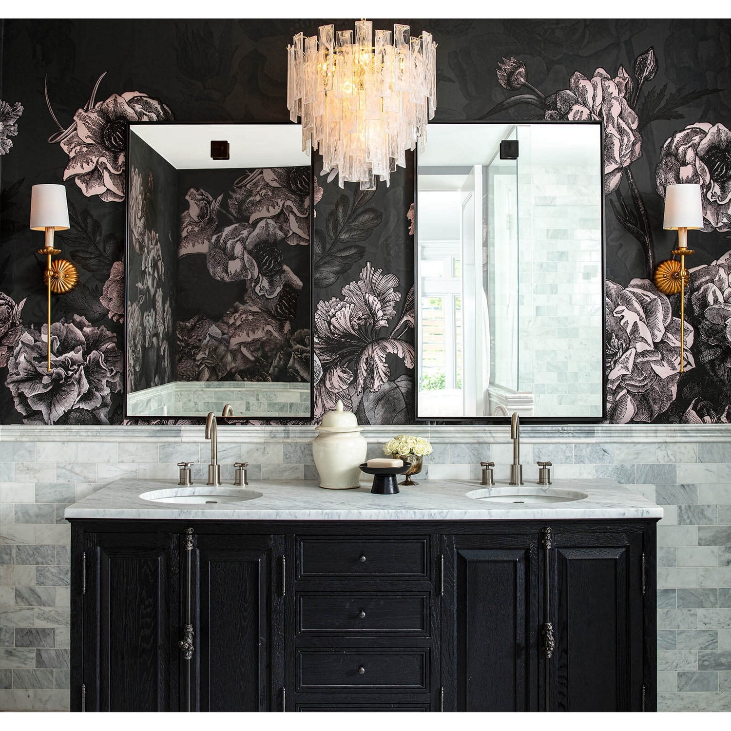 Regina Andrew Mirror from the Hanging collection in Blackened Steel finish