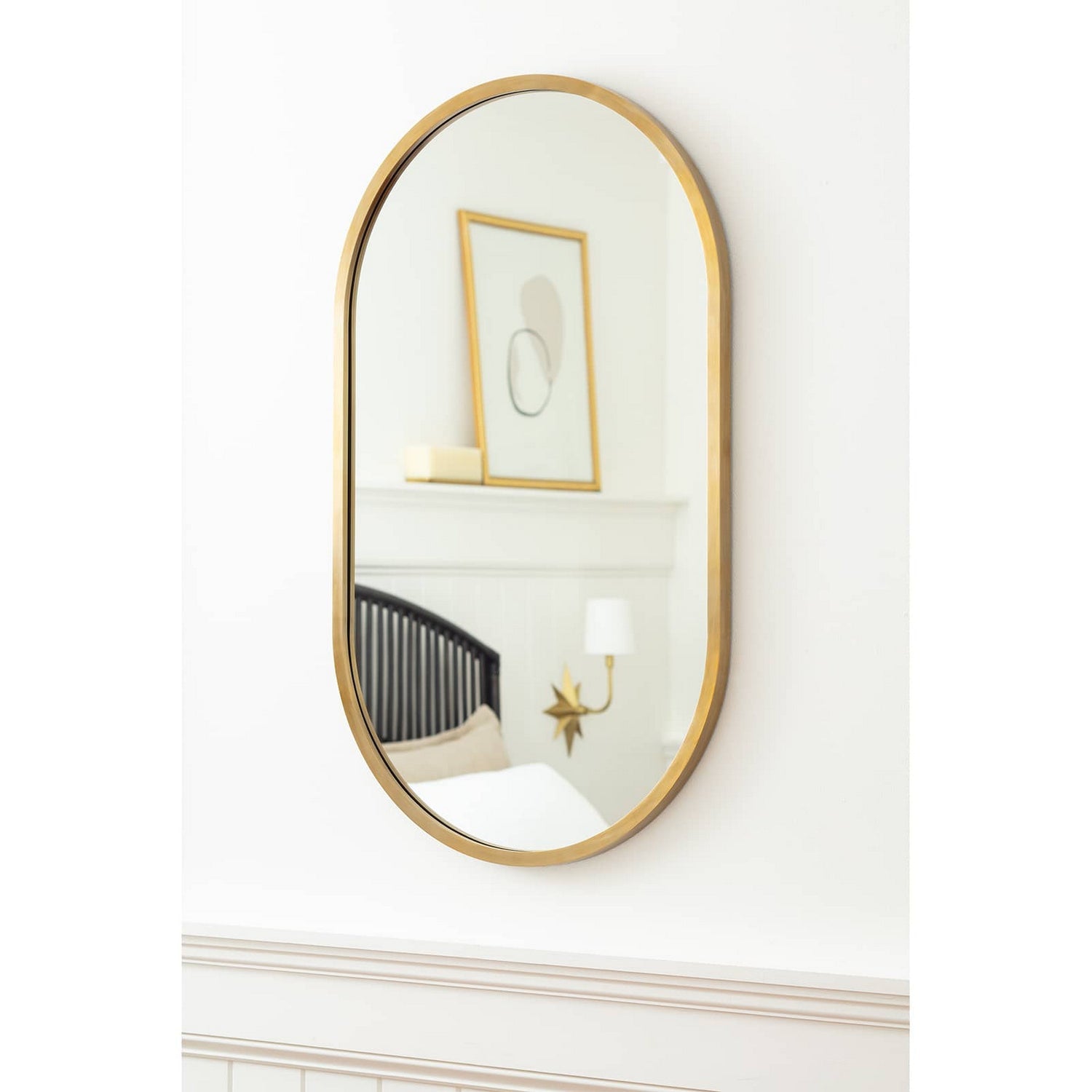 Regina Andrew Mirror from the Canal collection in Natural Brass finish
