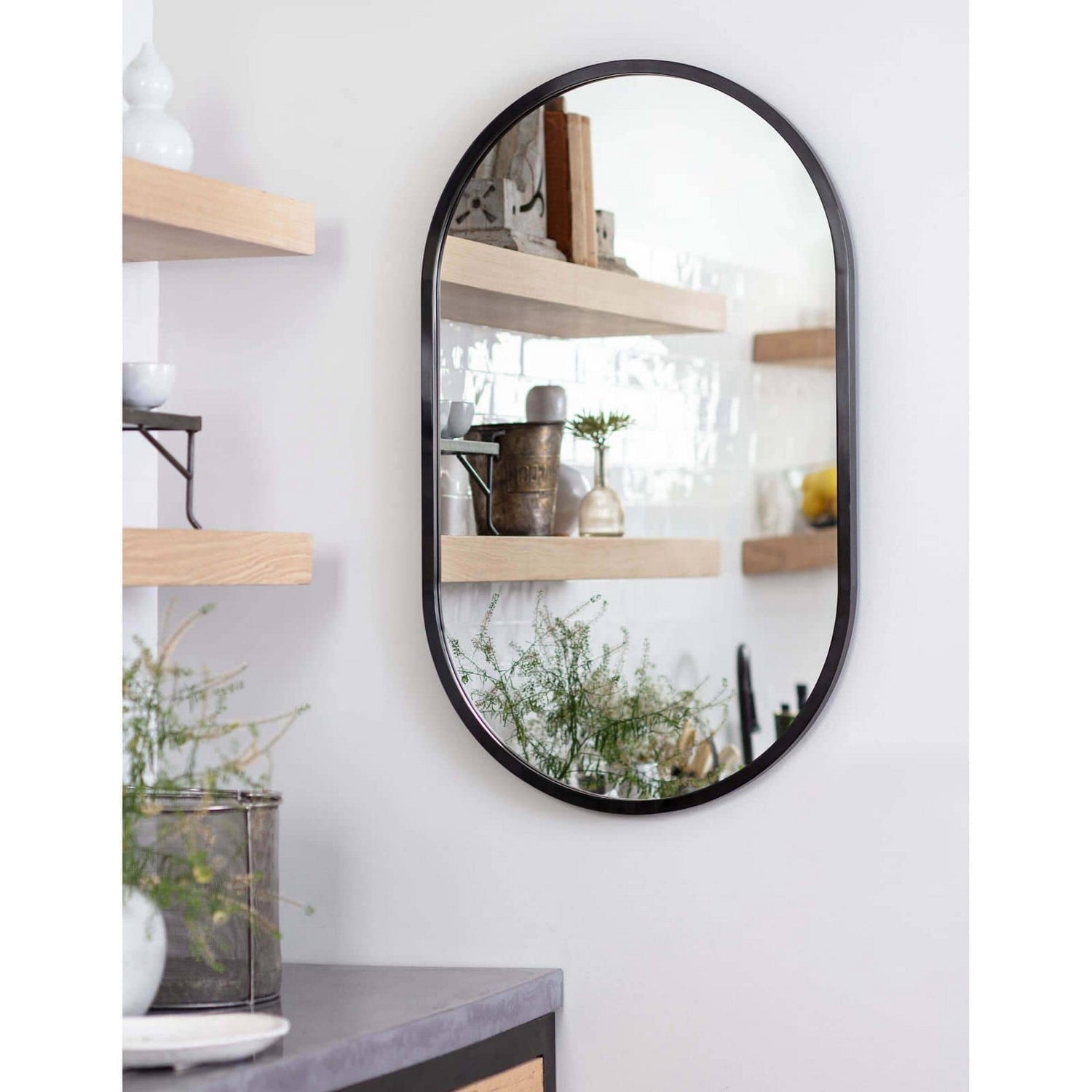 Regina Andrew Mirror from the Canal collection in Blackened Steel finish