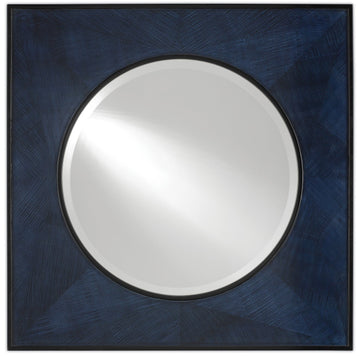 Currey and Company Mirror from the Kallista Collection collection in Dark Sapphire/Caviar Black/Mirror finish