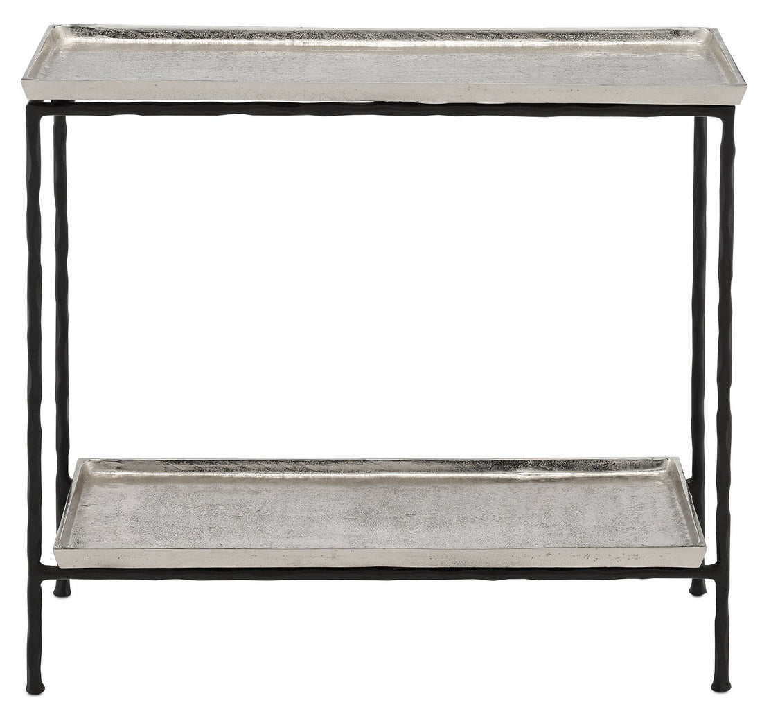Currey and Company Side Table from the Boyles Collection collection in Antique Silver/Black finish