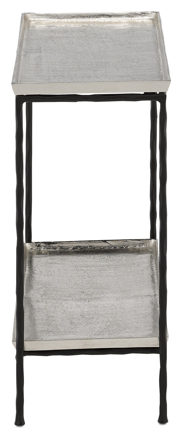Currey and Company Side Table from the Boyles Collection collection in Antique Silver/Black finish