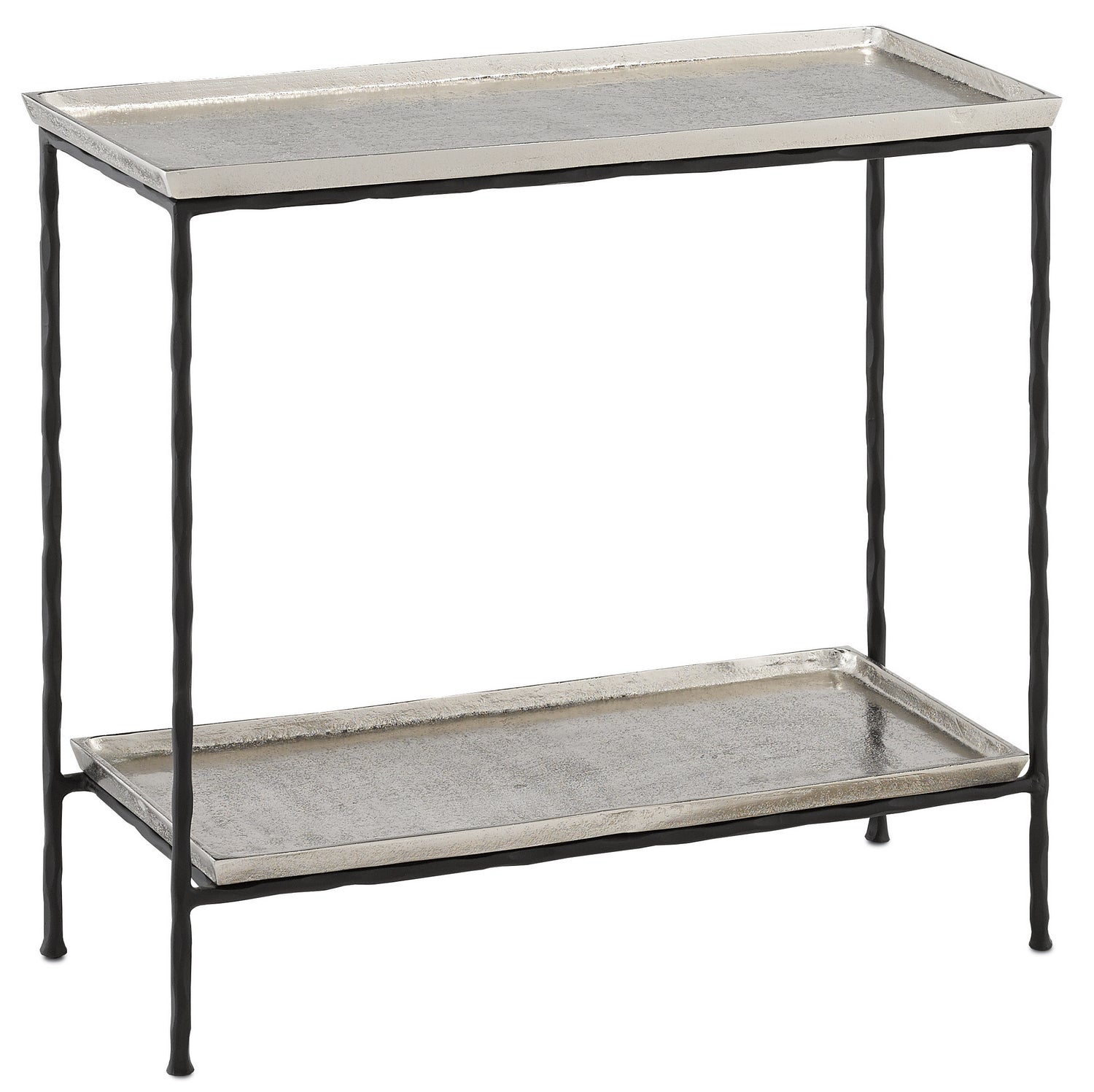 Currey and Company Side Table from the Boyles Collection collection in Antique Silver/Black finish