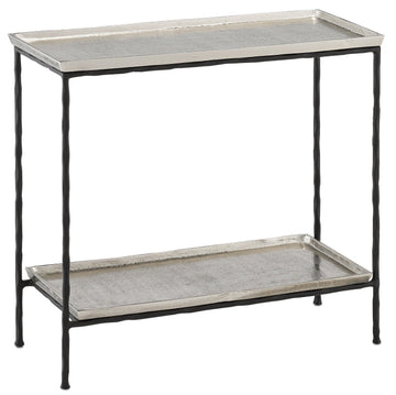 Currey and Company Side Table from the Boyles Collection collection in Antique Silver/Black finish