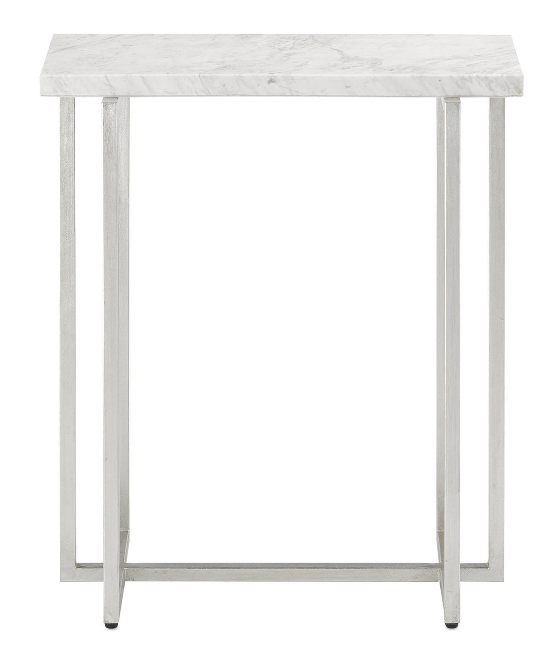 Currey and Company Accent Table in Silver Leaf/White finish