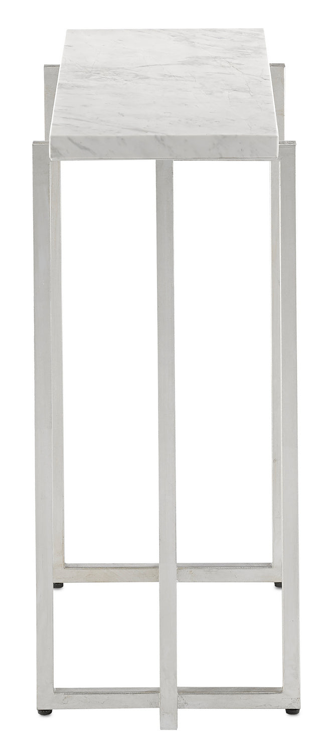Currey and Company Accent Table in Silver Leaf/White finish