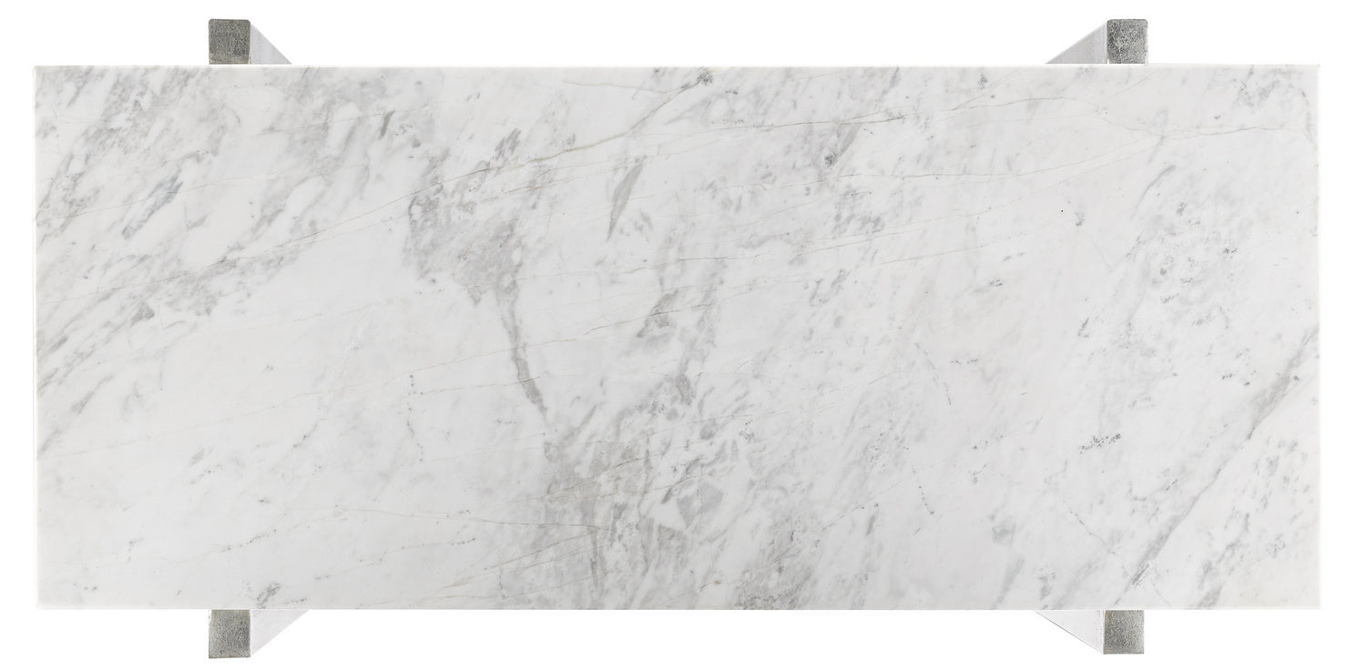 Currey and Company Accent Table in Silver Leaf/White finish