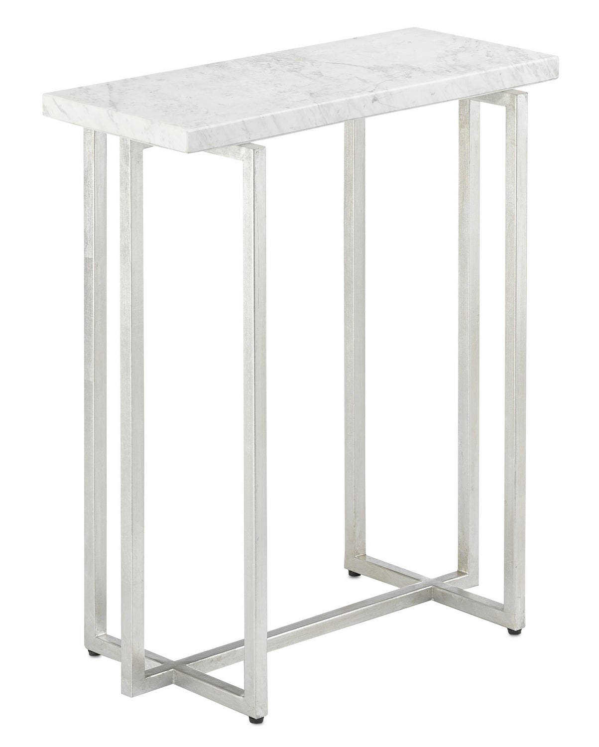Currey and Company Accent Table in Silver Leaf/White finish