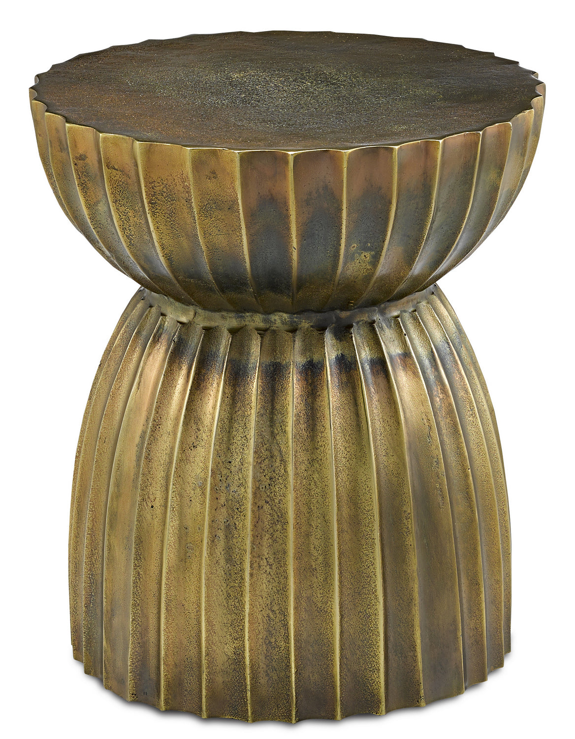 Currey and Company Table/Stool from the Rasi Collection collection in Antique Brass finish