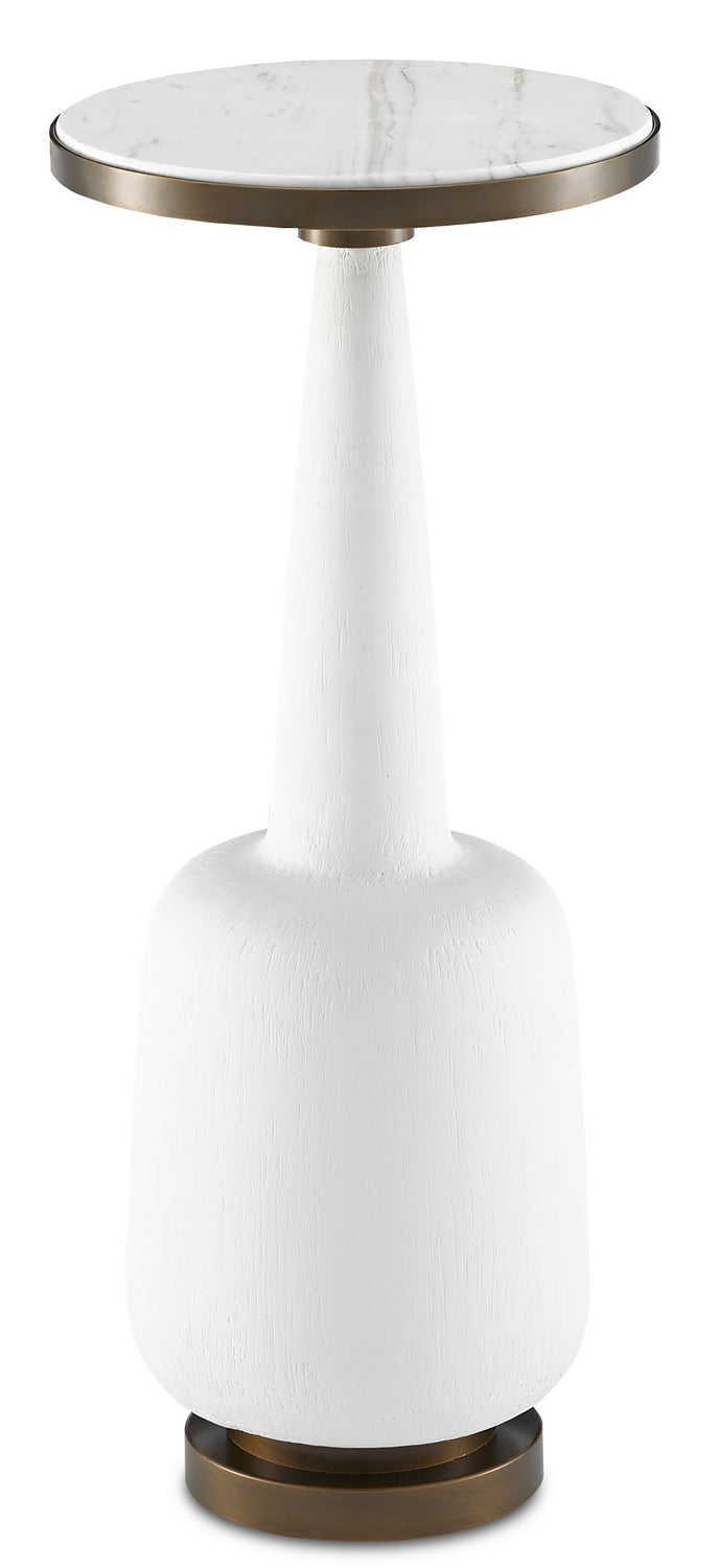 Currey and Company Drinks Table in Gesso/Antique Brass finish