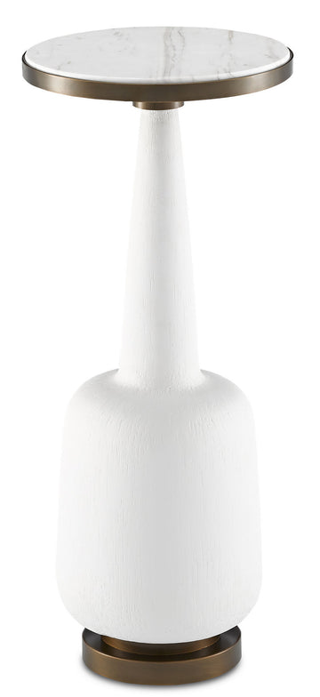 Currey and Company Drinks Table in Gesso/Antique Brass finish