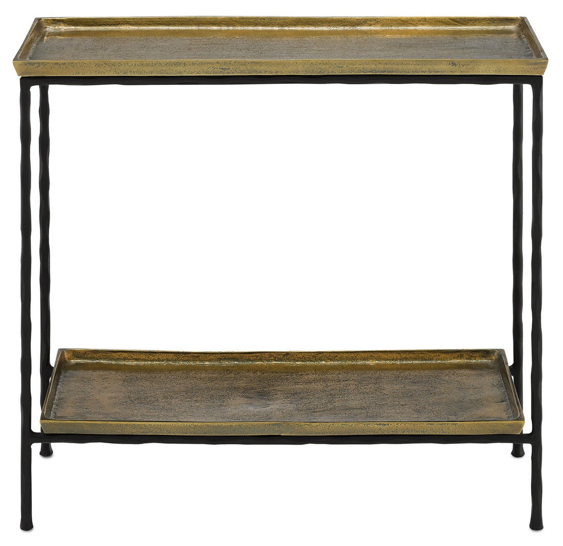 Currey and Company Side Table from the Boyles Collection collection in Antique Brass/Black finish