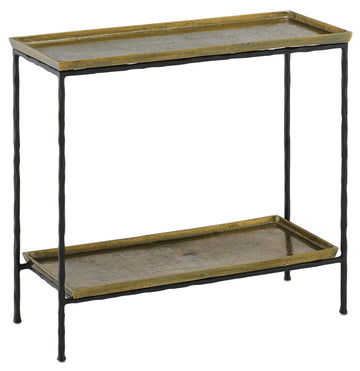 Currey and Company Side Table from the Boyles Collection collection in Antique Brass/Black finish
