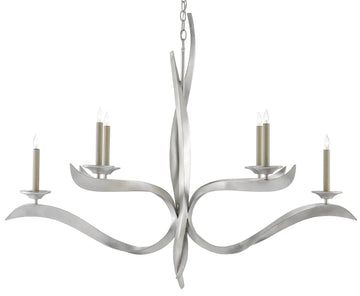 Currey and Company Six Light Chandelier in Contemporary Silver Leaf finish