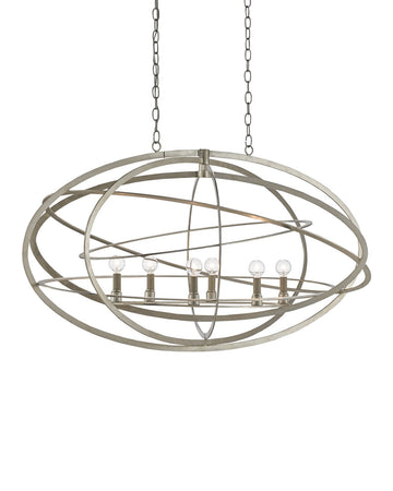 Currey and Company Six Light Chandelier in Silver Leaf finish