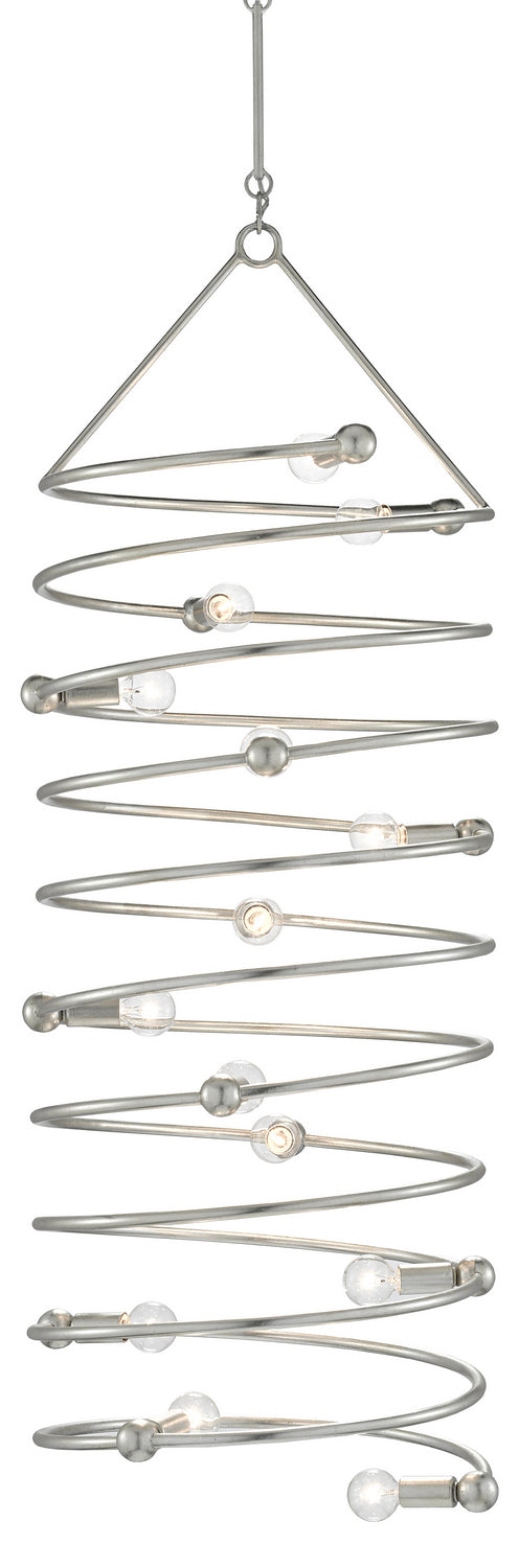 Currey and Company 14 Light Chandelier in Contemporary Silver Leaf finish