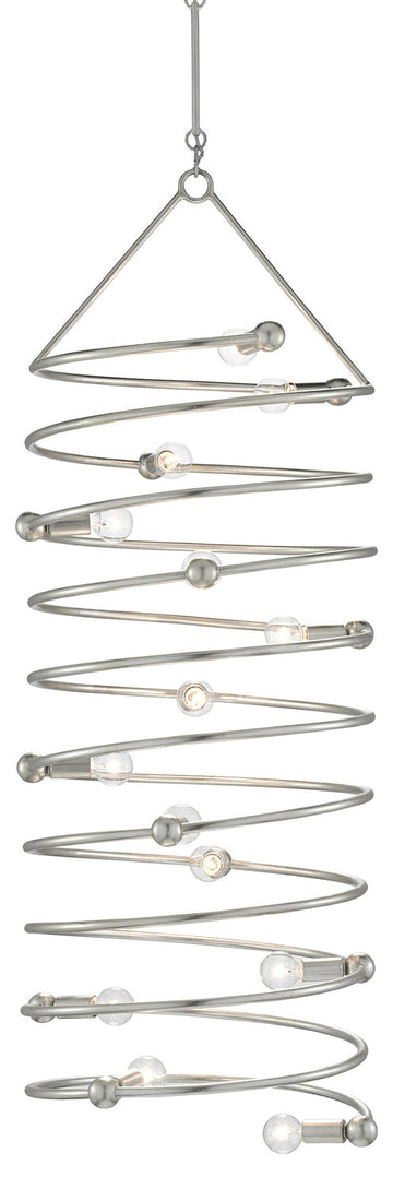 Currey and Company 14 Light Chandelier in Contemporary Silver Leaf finish