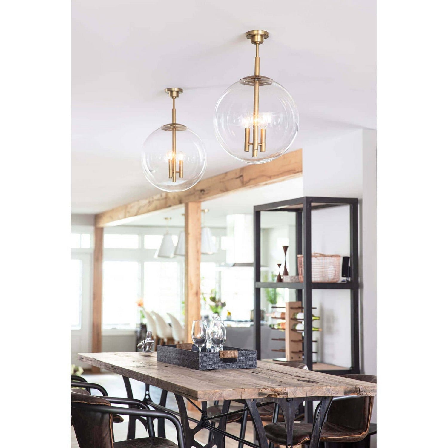 Regina Andrew Three Light Pendant from the Cafe collection in Natural Brass finish