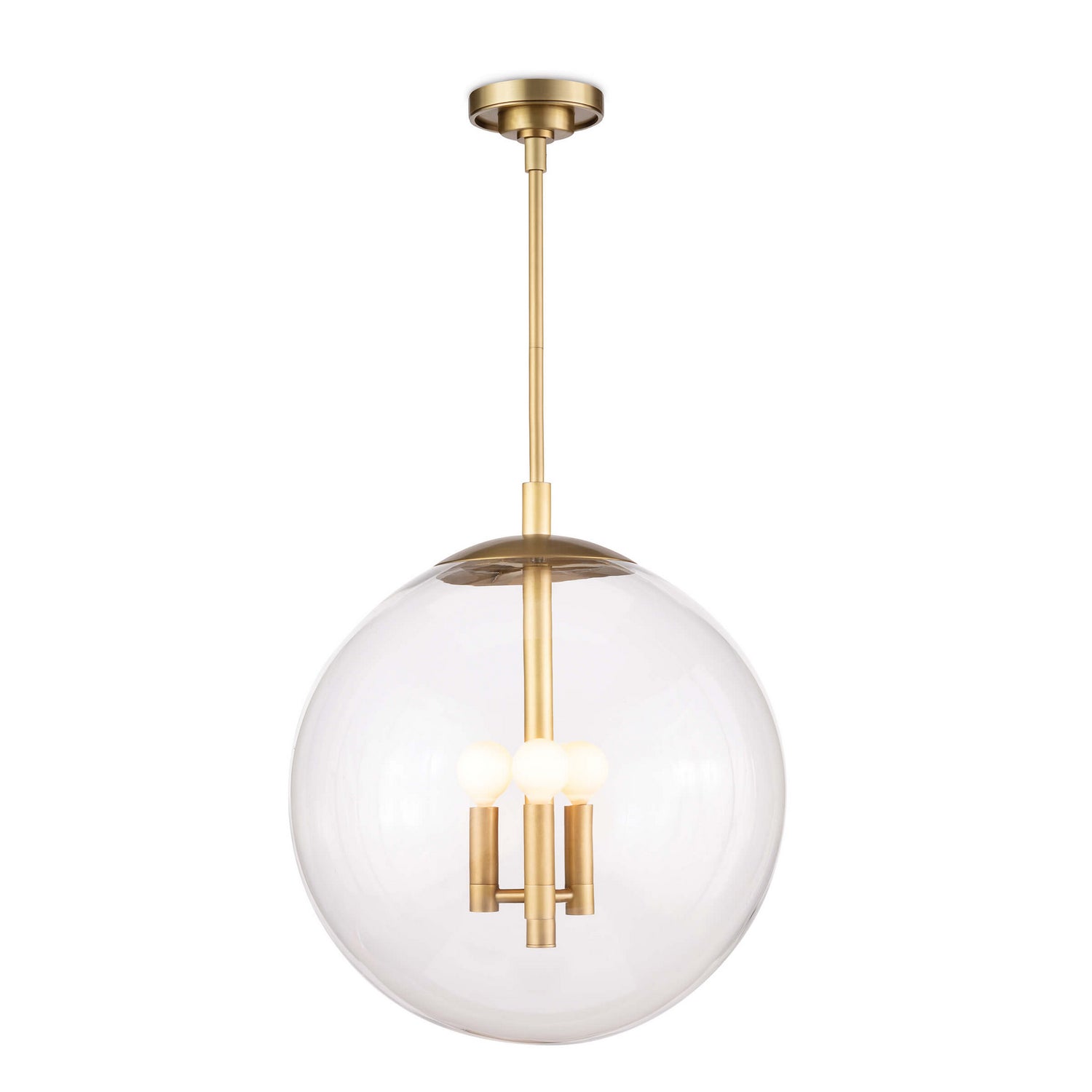 Regina Andrew Three Light Pendant from the Cafe collection in Natural Brass finish