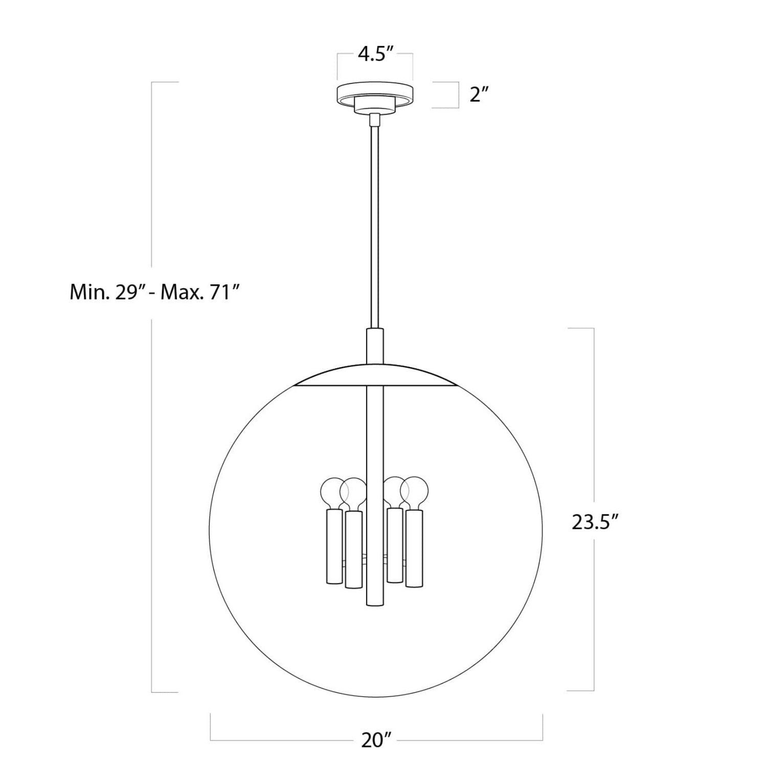 Regina Andrew Four Light Chandelier from the Cafe collection in Polished Nickel finish