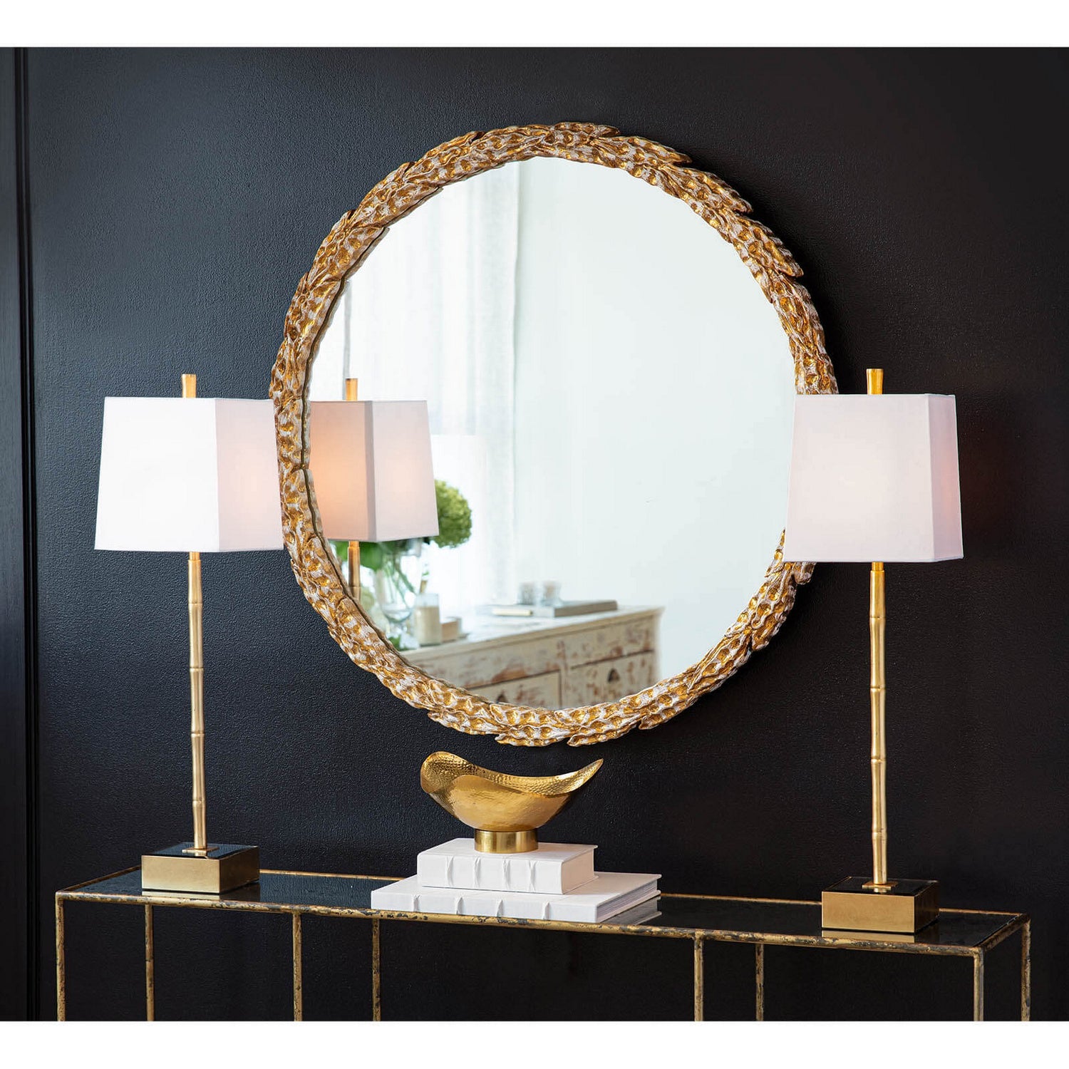 Regina Andrew Mirror from the Olive collection in Gold Leaf finish