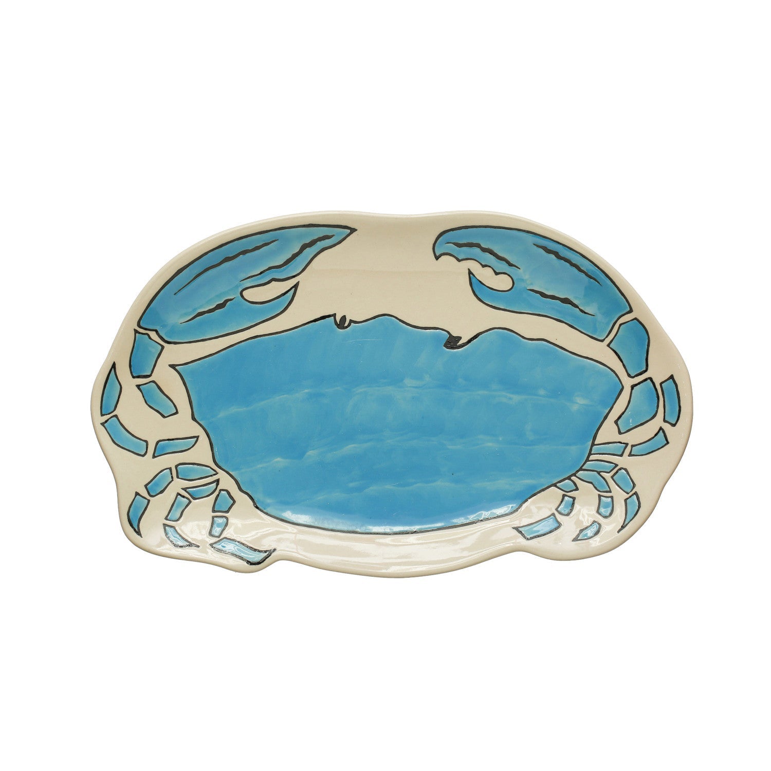 Design Shop 12-1/4"L x 7-3/4"W Stoneware Wax Relief Crab Shaped Plate