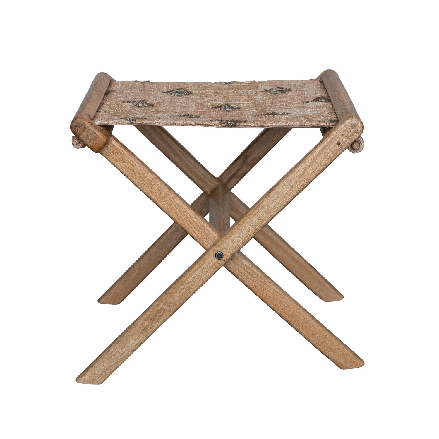 Design Shop Mango Wood & Jute Kilim Folding Stool
