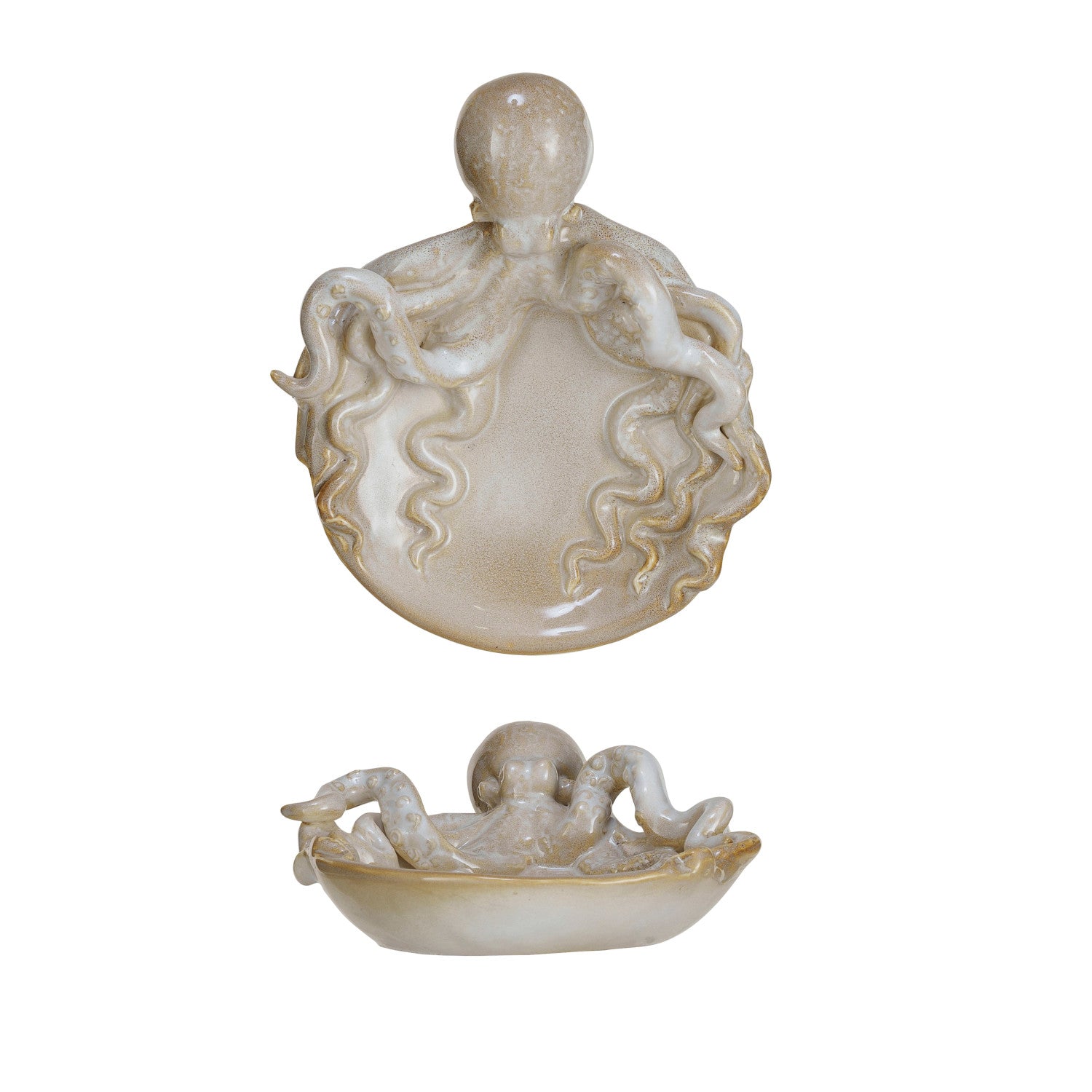 Design Shop Stoneware Dish w/ Octopus (Each One Will Vary)