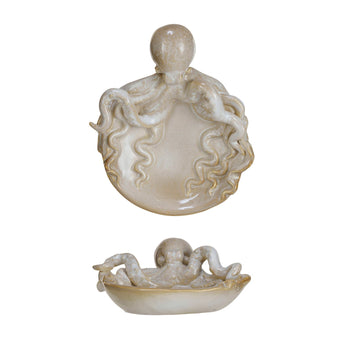 Design Shop Stoneware Dish w/ Octopus (Each One Will Vary)