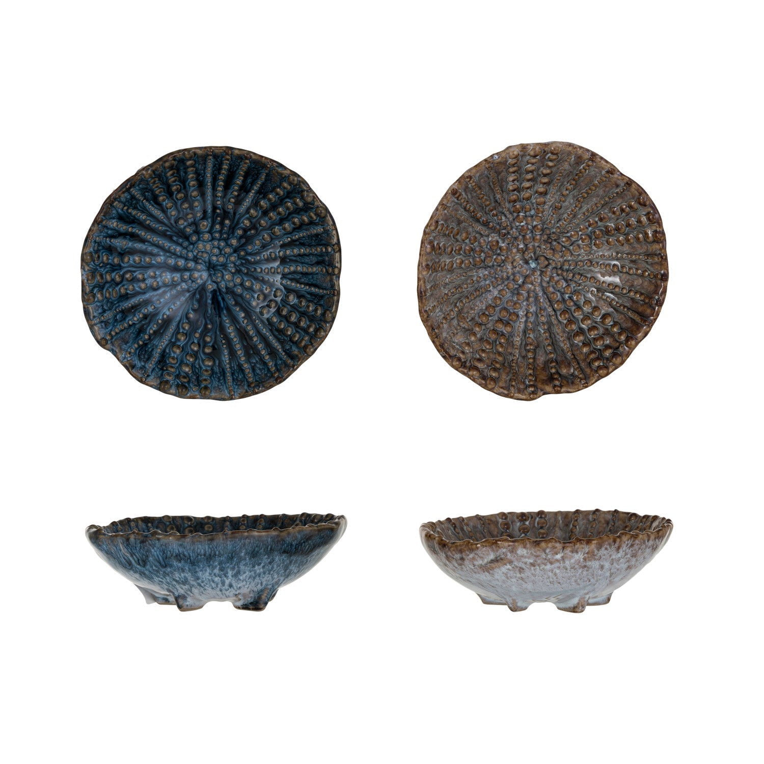 Design Shop Embossed Stoneware Footed Dish, 2 Colors (Each One Will Vary)