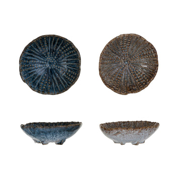 Design Shop Embossed Stoneware Footed Dish, 2 Colors (Each One Will Vary)