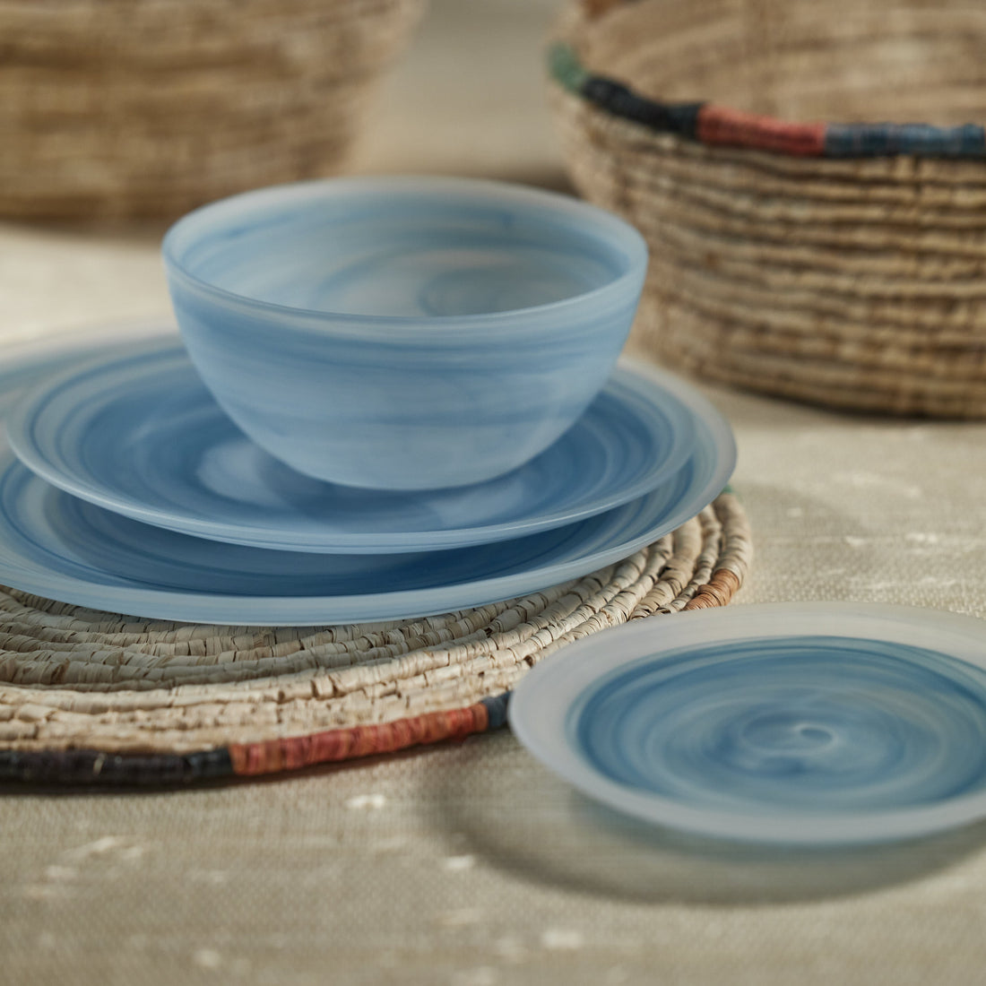 Zodax Barren Alabaster Glass Plates, Large, Set of 4