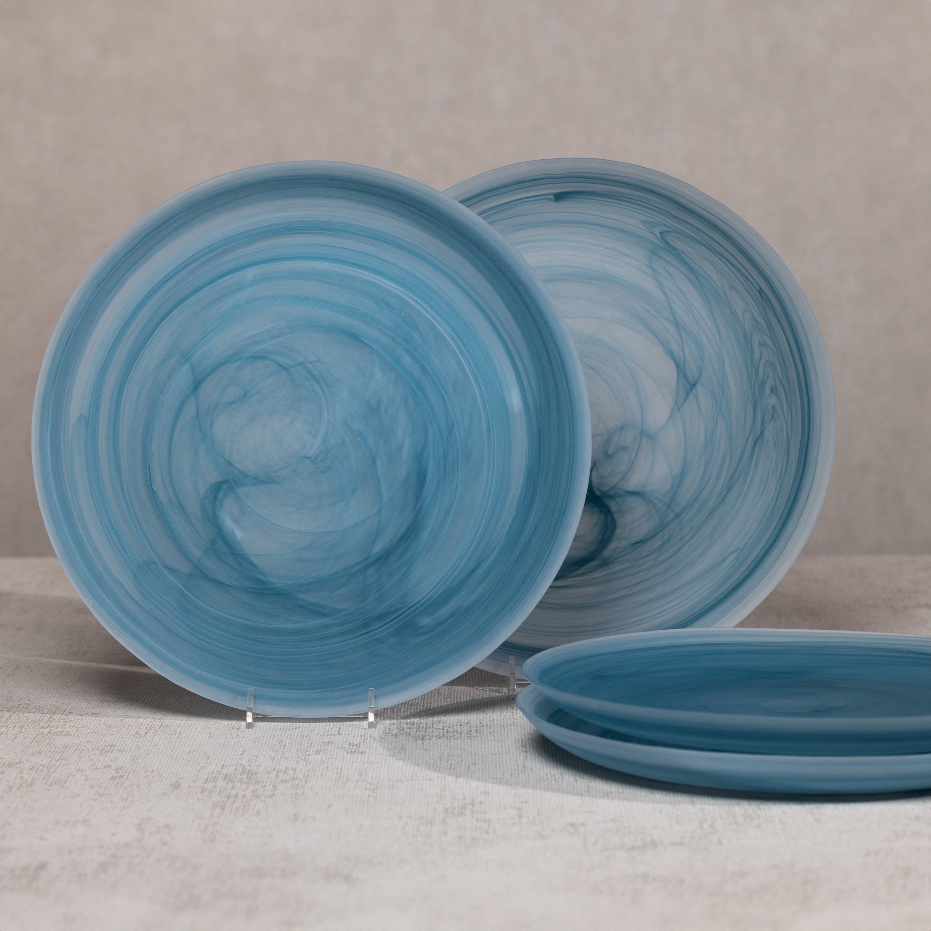 Zodax Barren Alabaster Glass Plates, Large, Set of 4