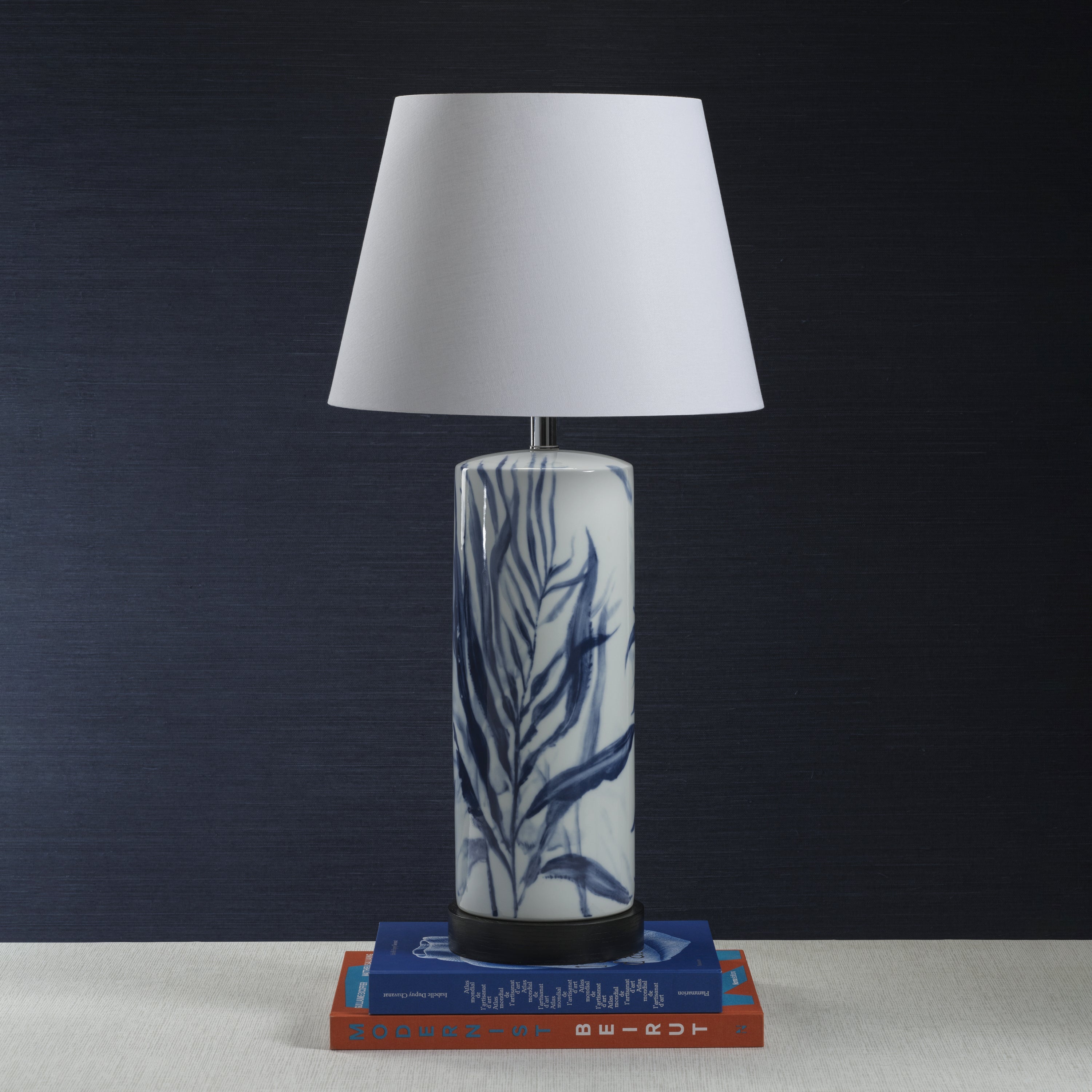 Fontainebleau Tabletop Porcelain Lamp with Linen Shade, Small- 31"