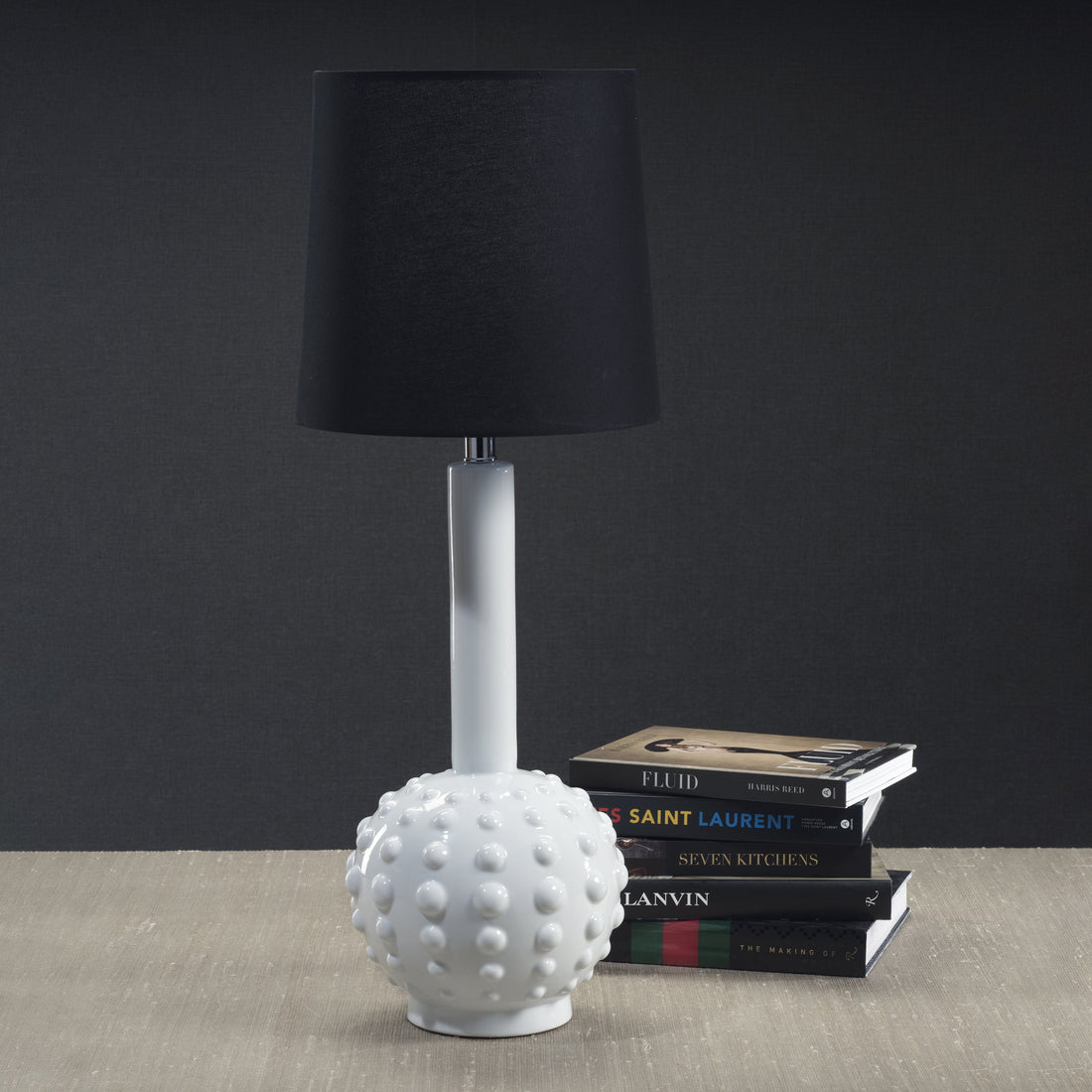 Deauville Tabletop Porcelain Lamp with Linen Shade